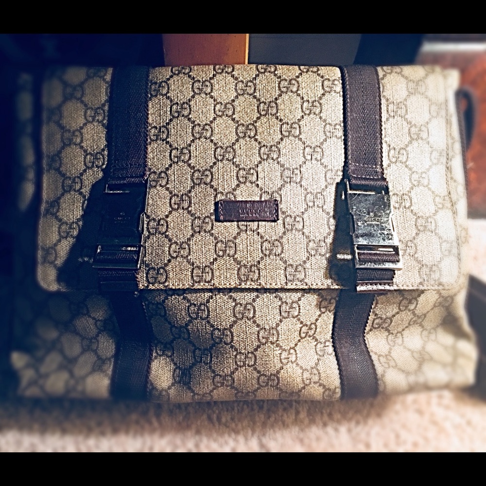 GUCCI Monogram Coated Canvas Messenger Bag